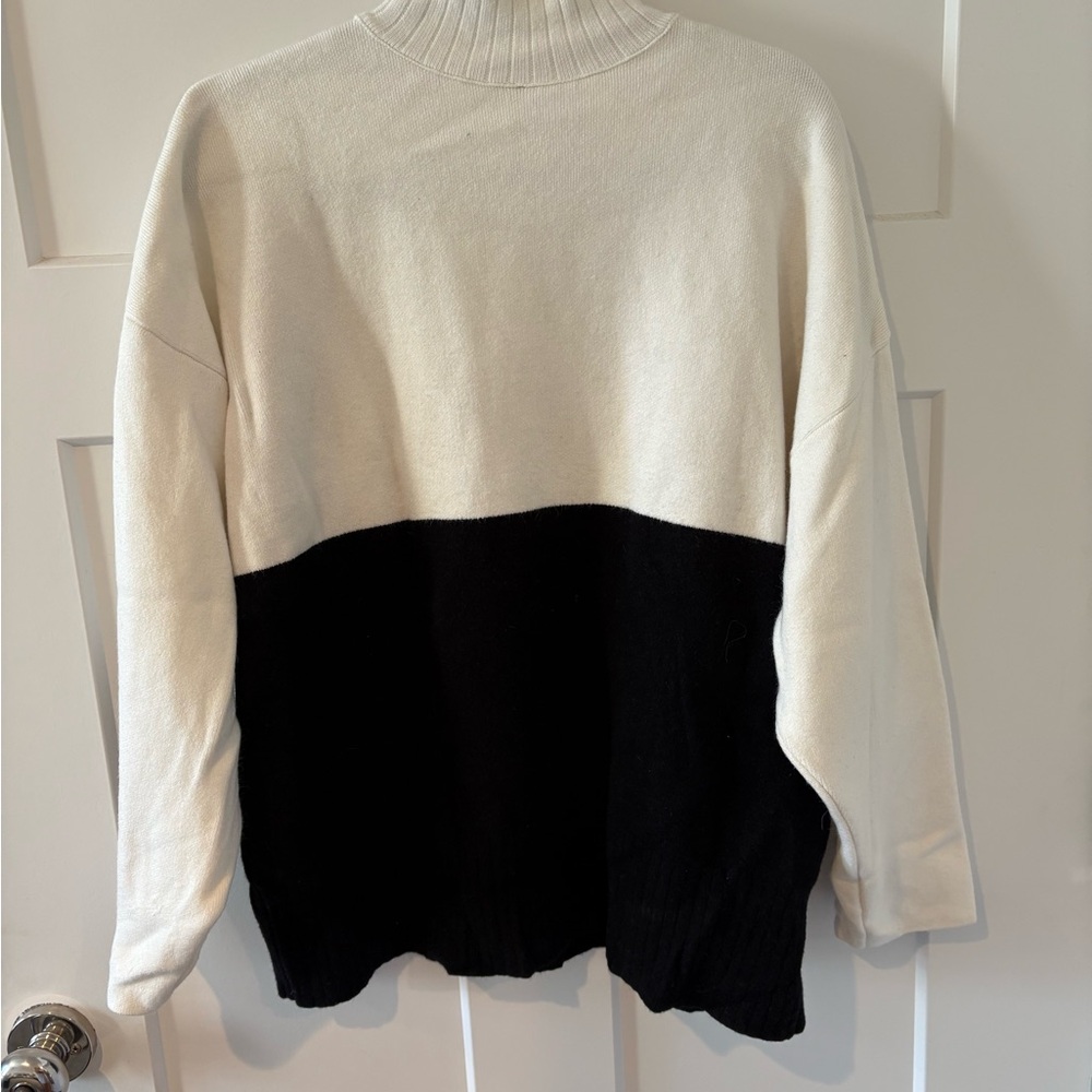 Zara Black and White Turtleneck Sweater